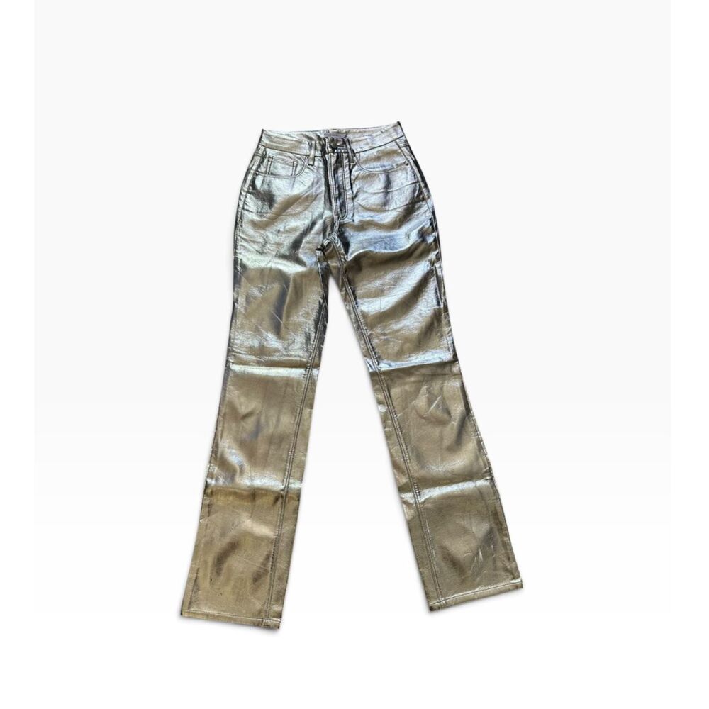 Good American 90s Liquid Pants Womens 27 Silver Silo Cyberpunk Futuristic Zenon